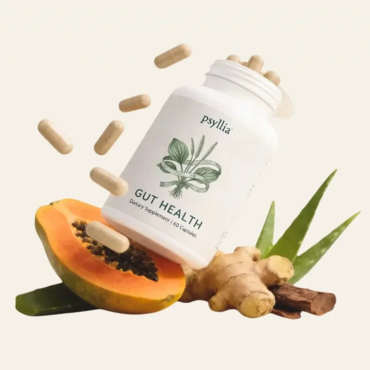Psyllia bottle with fresh papaya, aloe, ginger and licorice root